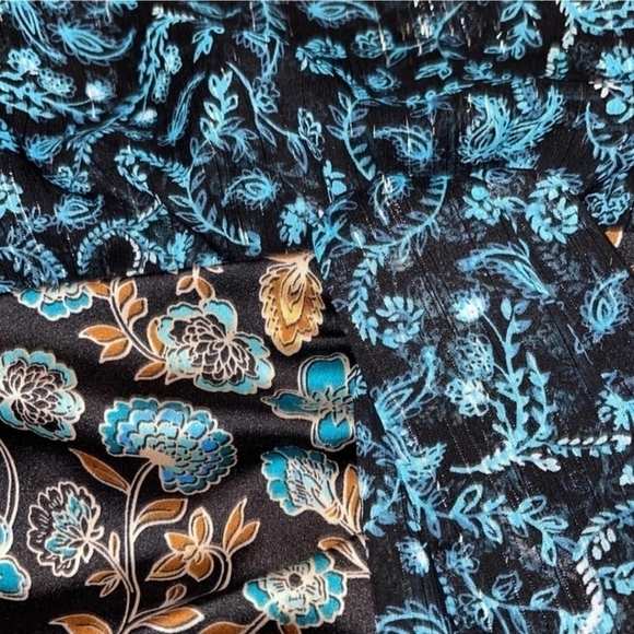 Misa Los Angeles Talia Dress Black Teal Floral Women's Medium M Flutter Sleeves - Picture 9 of 15